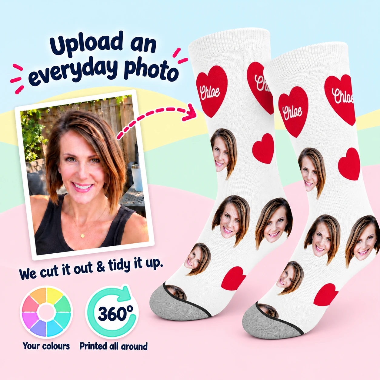 Hearts with Name Socks