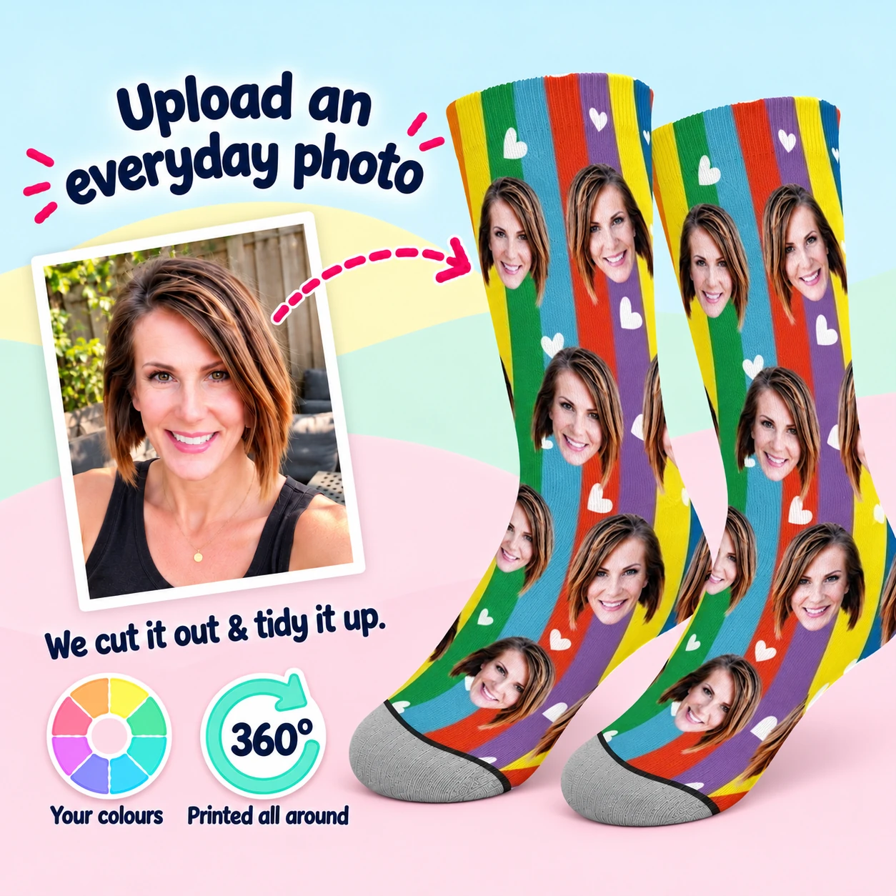 Rainbow Hearts Socks