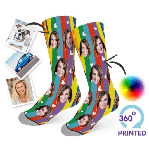 Rainbow Hearts Socks