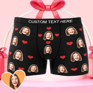 Men's Custom Heart Face Boxer Trunks