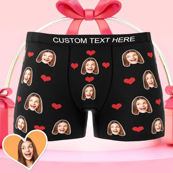 Men's Custom Heart Face Boxer Trunks